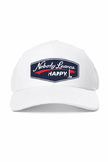 Nobody Leaves Happy Logo Golf Hat - White with Navy Patch