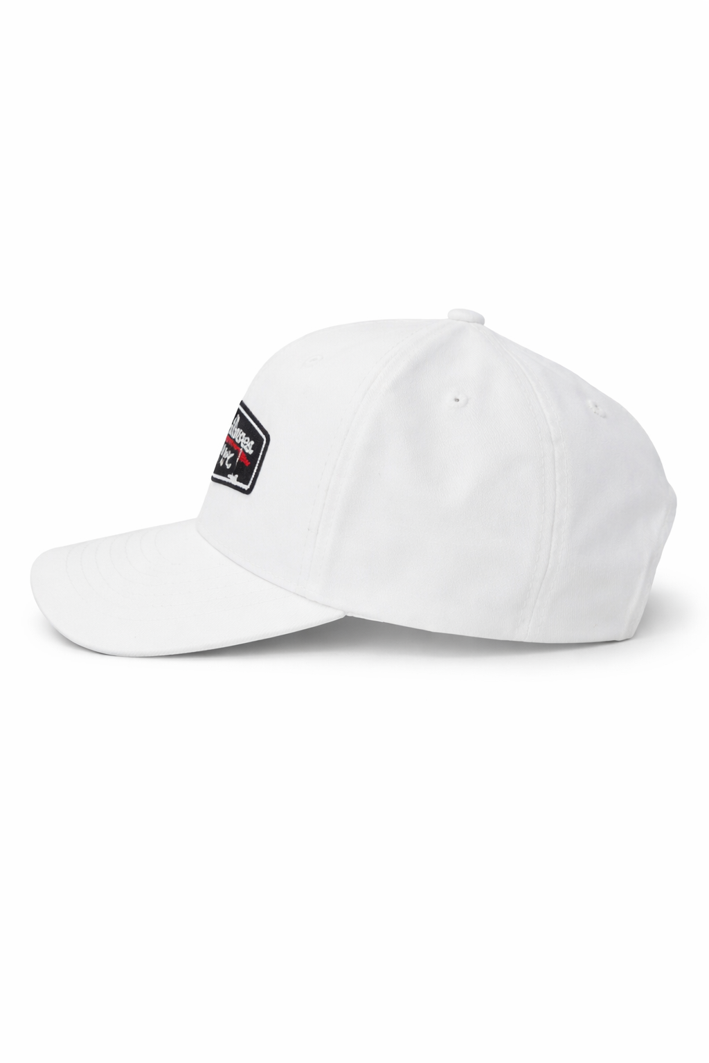 Nobody Leaves Happy Logo Golf Hat - White with Navy Patch